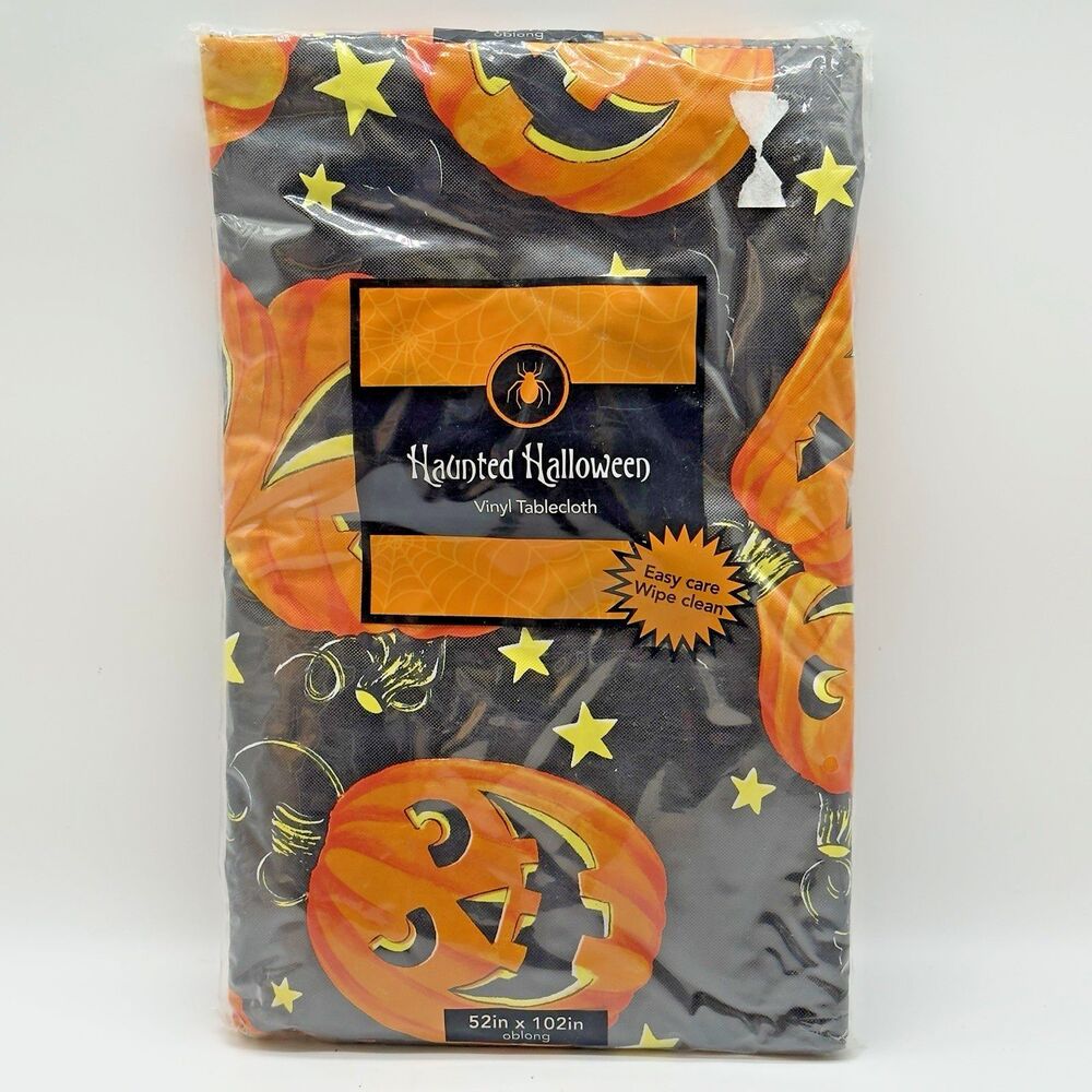 Elrene Haunted Halloween Tablecloth Vinyl Flannel Back 52x90 52x102 in. Oblong